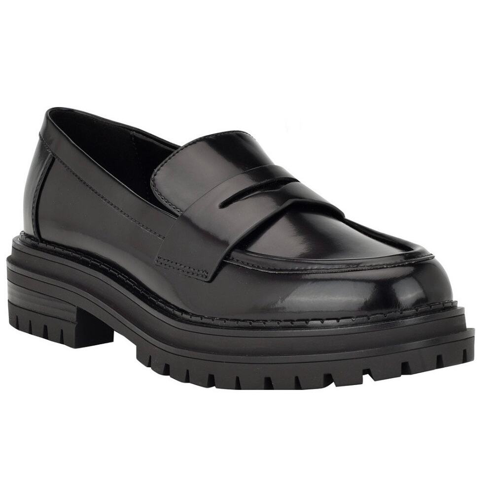 EUC Calvin Klein Women's Black Grant Slip-On Lug Sole Casual Loafer. Size 6.5